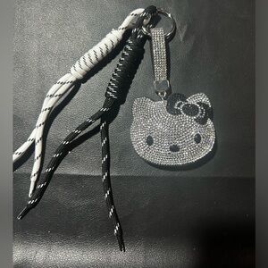 Silver Gem Hello Kitty Bag Charm Bedazzled Kawaii Keychain Trendy Sanrio Purse